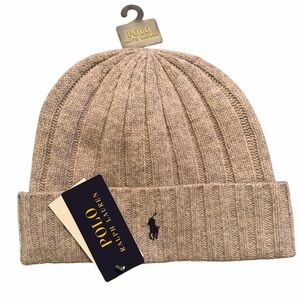 Polo‎ Ralph Lauren Ribbed Knit Beanie Hat Tan One Size NWT
